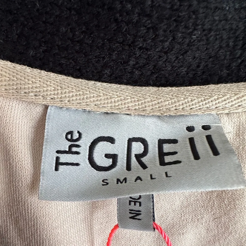 The Greii Tan Terry Cloth V-Neck Sweater Vest Contrast Trim M1102A Small‎